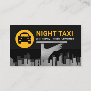 Night Taxi Cab Service City Silhouette Business Card