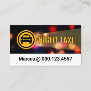 Night Taxi Service City Lights Business Card
