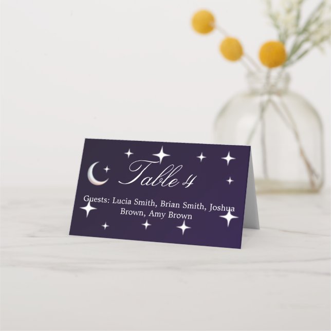 Night Themed Wedding Place Card (Front)