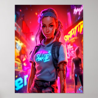 Night time adventure in Neo-City Poster