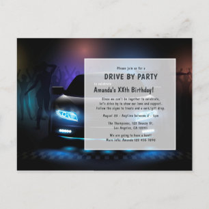 Night Time Drive By Birthday Party Postcard