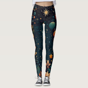 Night Time Floral & Stars Leggings