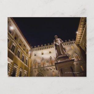 Night time in Piazza Salimbeni, Siena, Italy. Postcard