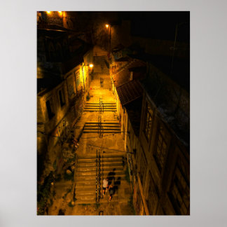 Night time trip trough Porto Poster