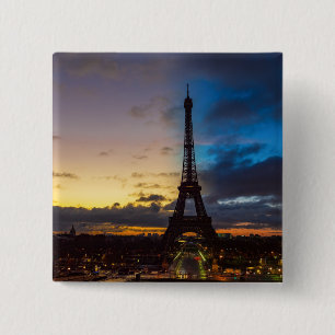 Night to Day over Eiffel tower from Trocadero 2 Inch Square Button