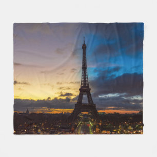 Night to Day over Eiffel tower from Trocadero Fleece Blanket
