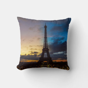 Night to Day over Eiffel tower from Trocadero Throw Pillow