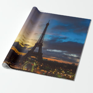 Night to Day over Eiffel tower from Trocadero Wrapping Paper