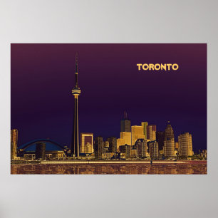 Night Toronto skyline poster