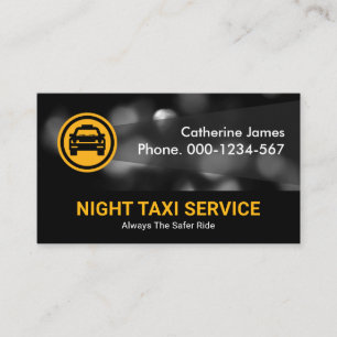Night Traffic Lights Taxi Service Business Card