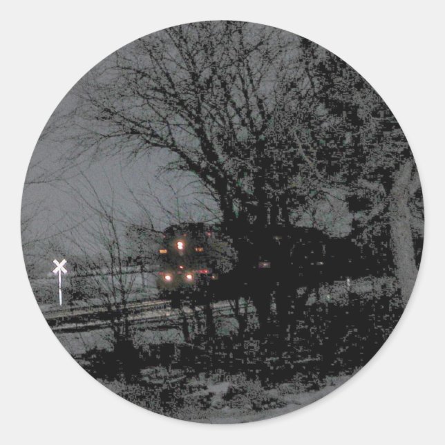 Night train classic round sticker (Front)
