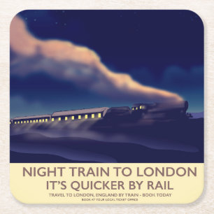 Night Train To London. Square Paper Coaster