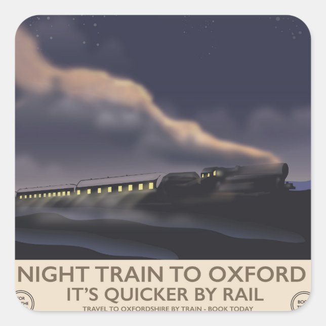 Night train to Oxford Square Sticker (Front)