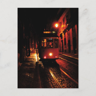 Night Tram in Lisbon Postcard
