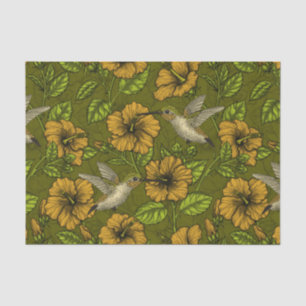 Night tropical garden yellow and green tissue paper