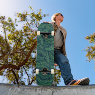 Night Tropical Palm Leaves Skateboard