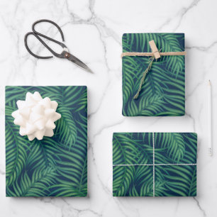 Night Tropical Palm Leaves Wrapping Paper Sheet