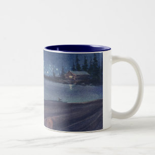 NIGHT TUG from an original watercolor by SHARON SH Two-Tone Coffee Mug
