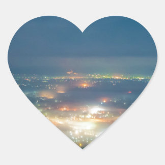 Night View Aso Night Sea Of Clouds Japan Kumamoto Heart Sticker
