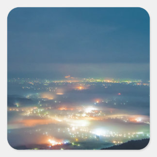 Night View Aso Night Sea Of Clouds Japan Kumamoto Square Sticker