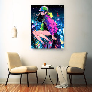 Night View JK Art Panel   Sushi Musume Art Paneel  Canvas Print