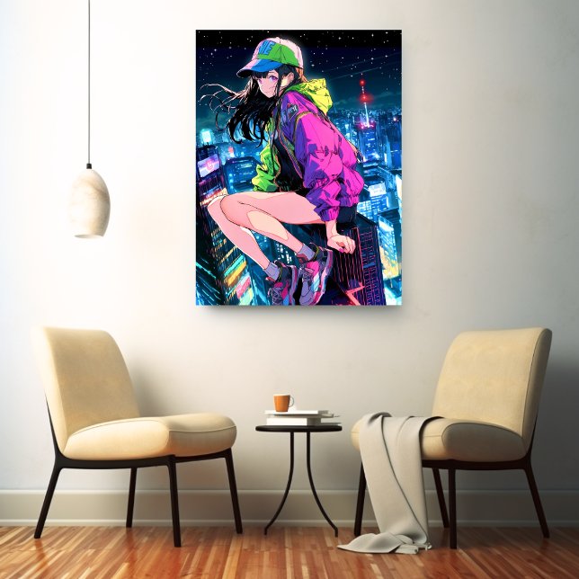 Night View JK Art Panel | Sushi Musume Art Paneel  Canvas Print (Creator Uploaded)