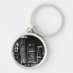 Night view of Chicago's famous cityscape Keychain