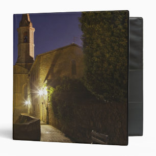 Night view of church at dusk, Pienza, Italy Binder