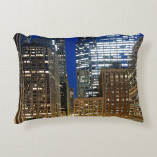 Night view of cityscape of Chicago Accent Pillow