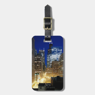 Night view of cityscape of Chicago Luggage Tag