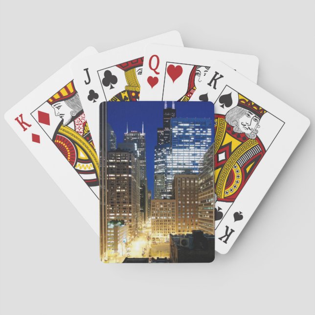 Night view of cityscape of Chicago Playing Cards (Back)