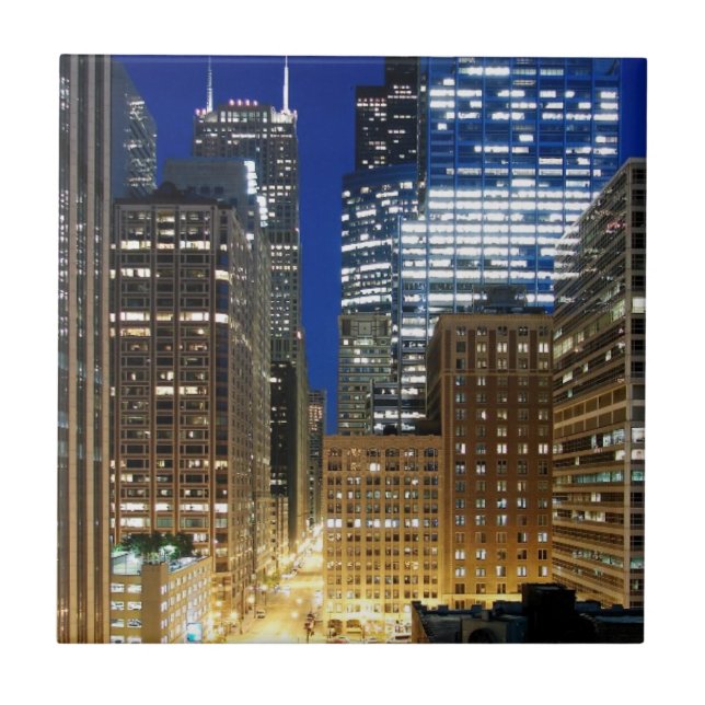 Night view of cityscape of Chicago Tile (Front)