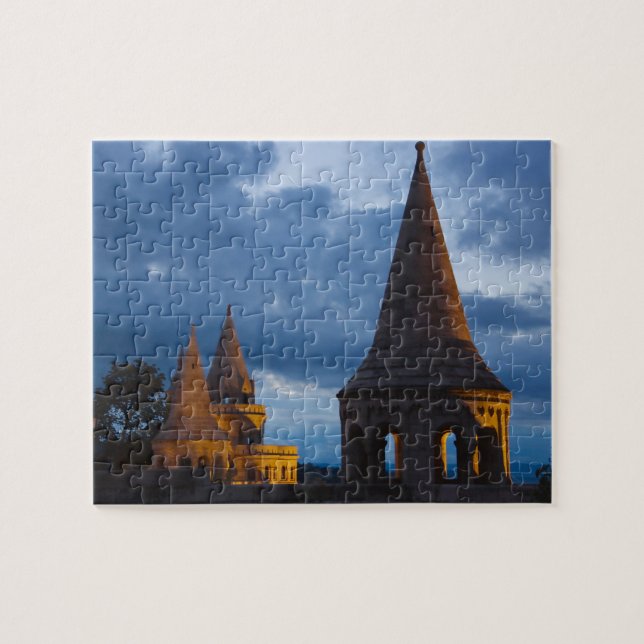 Night view of Fisherman's Bastion, Castle Hil Jigsaw Puzzle (Horizontal)
