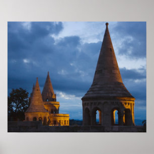 Night view of Fisherman's Bastion, Castle Hil Poster