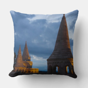 Night view of Fisherman's Bastion, Castle Hil Throw Pillow