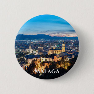 Night view of Malaga Cathedral in Malaga, Spain 2 Inch Round Button