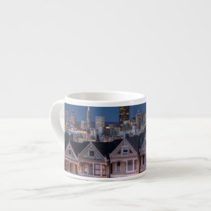 Night view of 'painted ladies'  houses espresso cup