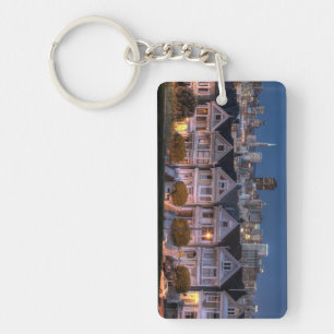 Night view of 'painted ladies'  houses keychain