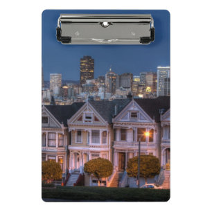 Night view of 'painted ladies'  houses mini clipboard