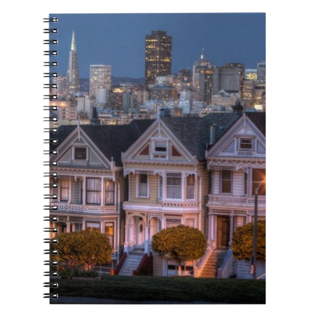 Night view of 'painted ladies'  houses notebook (Front)