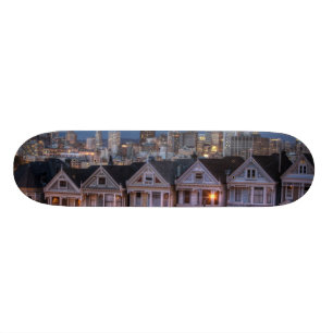 Night view of 'painted ladies' houses skateboard