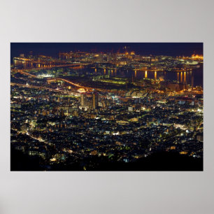 Night view of Rokkō Island and Higashinada-ku Poster