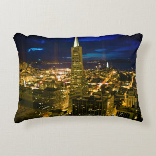 Night view of San Francisco. Decorative Pillow