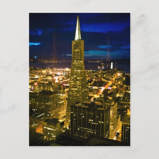 Night view of San Francisco. Postcard (Front)