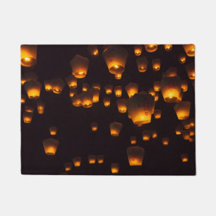 Night View of Sky Lanterns Doormat