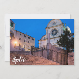 Night view of stairs and church in Split, Croatia