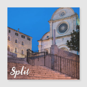 Night view of stairs and church in Split, Croatia