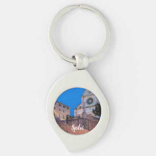 Night view of stairs and church in Split, Croatia Keychain