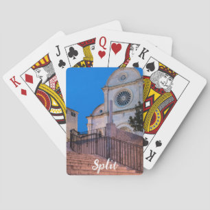 Night view of stairs and church in Split, Croatia Playing Cards