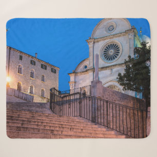 Night view of stairs and church in Split, Croatia Sherpa Blanket